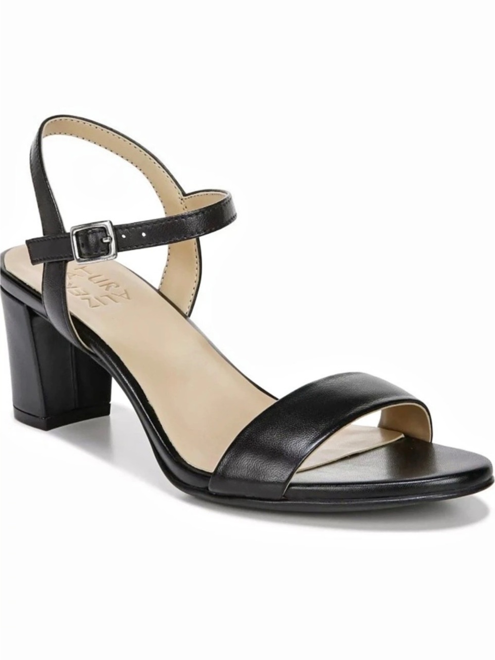Naturalizer Izzy Ankle Strap Block Heel Sandal Black US 10 W